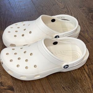 Unisex White Crocs. Used. Women’s 8/Men’s 10